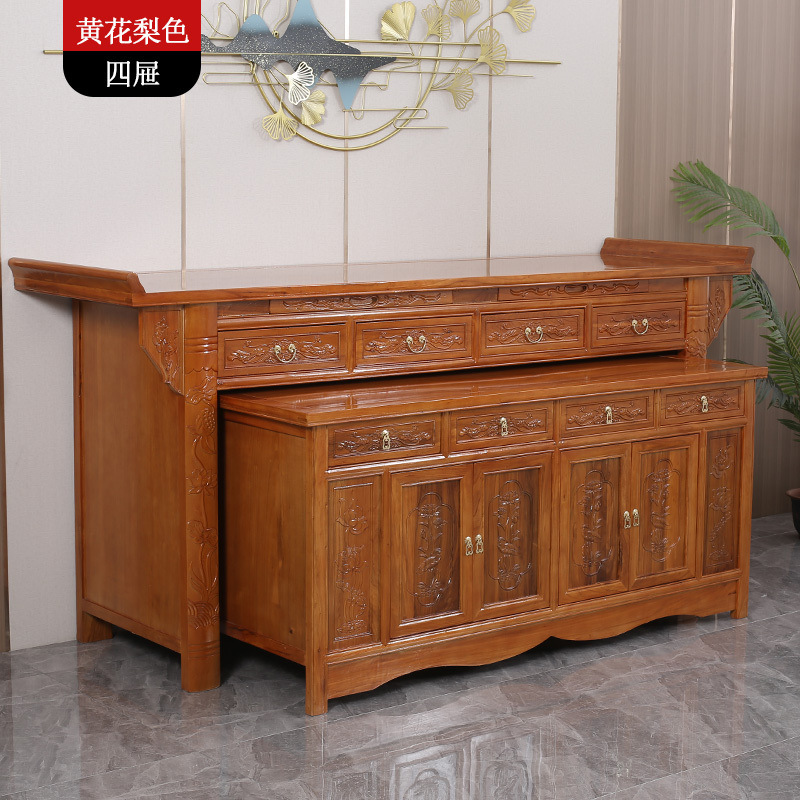 Chinese-Style Altar Table for Home Use, Solid Wood Three-Tier Offering Table, Buddha Table, Guan Yu Shrine, Buddha Table for Export Factory