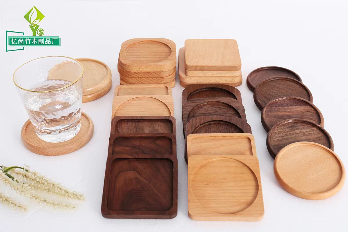 Solid wood coaster tea cup insulation pad black walnut cup holder Tea Table Plate Beech creative coffee Coaster Round Square