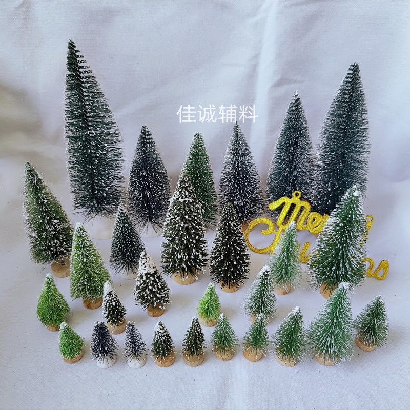 Green Decorative Mini Christmas Tree Pine Needle Rubber Wire Upper Cedar Pine Desktop Ornaments Small Christmas Tree 5-12.5cm