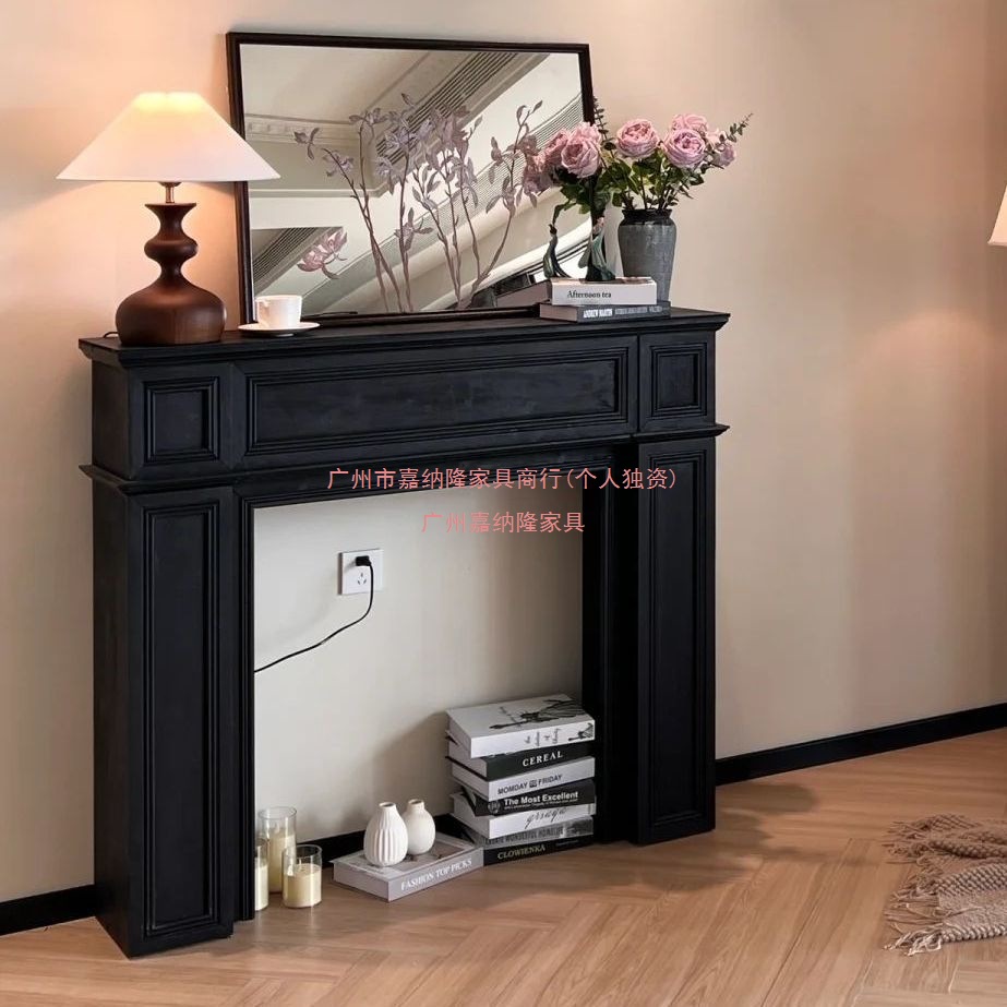 American Retro European-Style Fireplace Decorative Cabinet Decorative Mantel Carved Country Homestay French-Style Living Room Entrance Photography