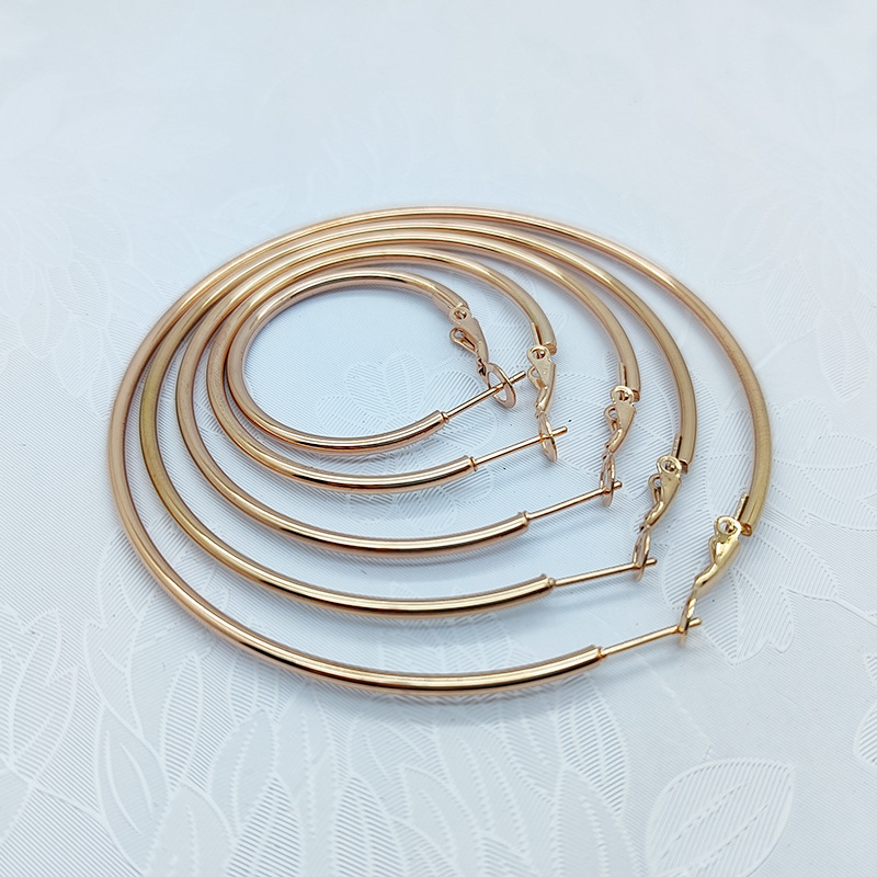 Cross-Border special for 316L stainless steel big circle earrings spring clip I-shaped shrimp bow buckle coil women's ear jewelry