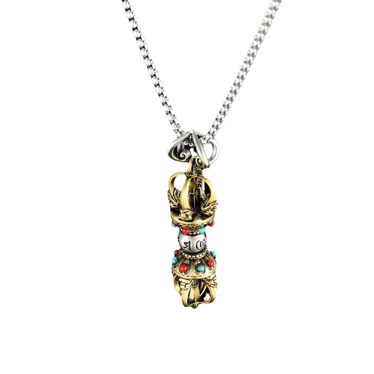 Brass Five-strand Magic Pestle Diamond Pestle Pendant for Men and Women Personality Couple Portable Rotatable Pendant Safety Accessories Pendant