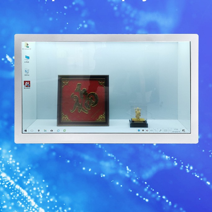 Custom Transparent Display Cabinet for Figurines with Lcd Screen 32inch Virtual and Real Interactive Display Multi-Link Same-Screen Different Display