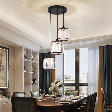 Nordic Restaurant Crystal Chandelier Modern Simple Creative Art Staircase Cafe Bar Three-Head Cross-Border Wholesale