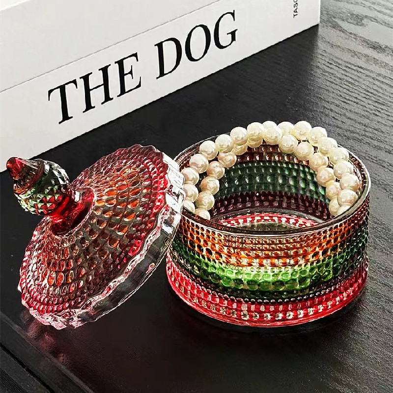 Wenpai high-value candy jar glass colored dried fruit jar nut jar jewelry storage box home storage storage box