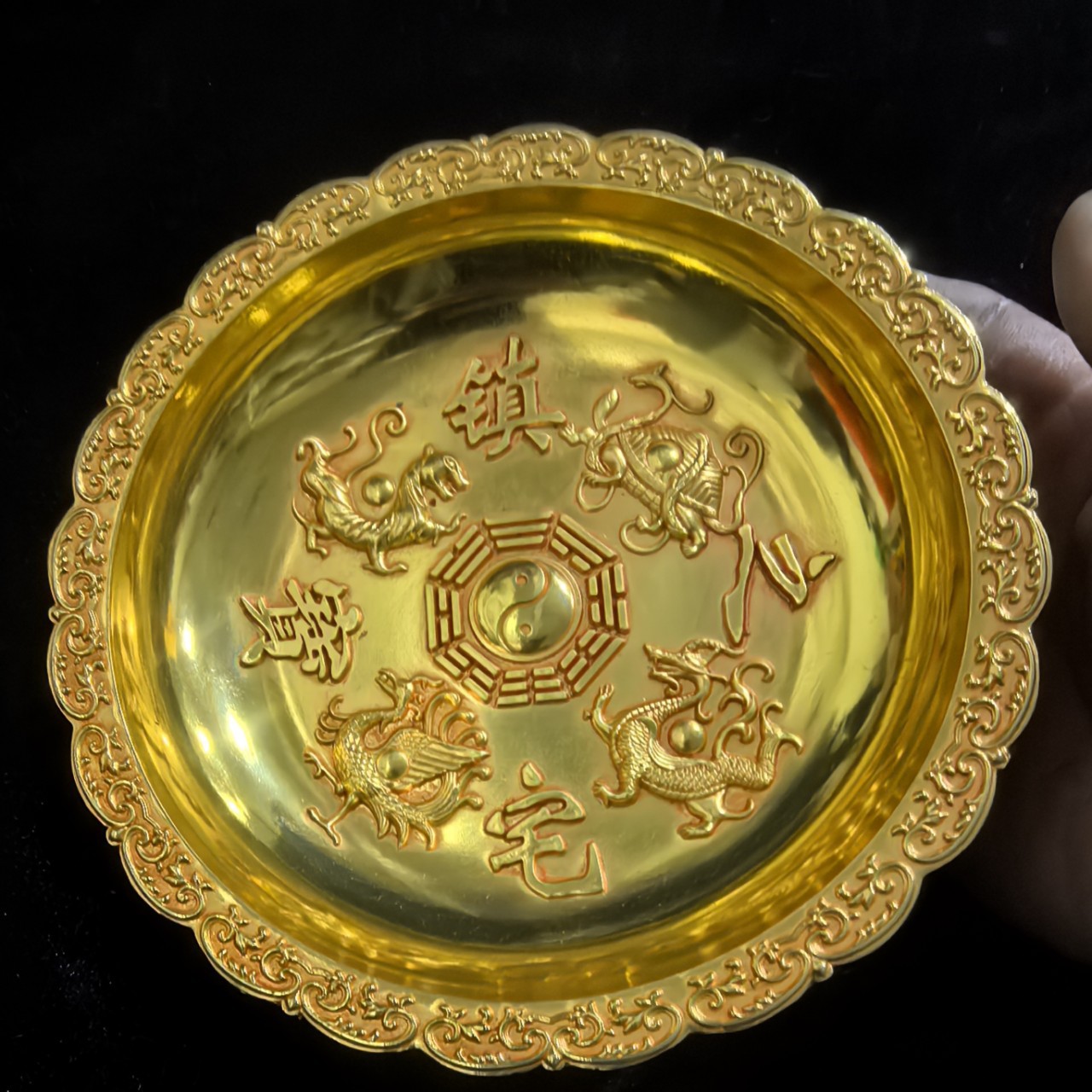 Antique Bronze Pure Copper Gilt Plate Dish Home Furnishings Antique Collection