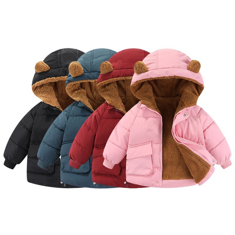 Прямые продажи от производителя 2025 Зимняя детская хлопковая верхняя одежда Оптовая флисовая утепленная детская куртка с капюшоном