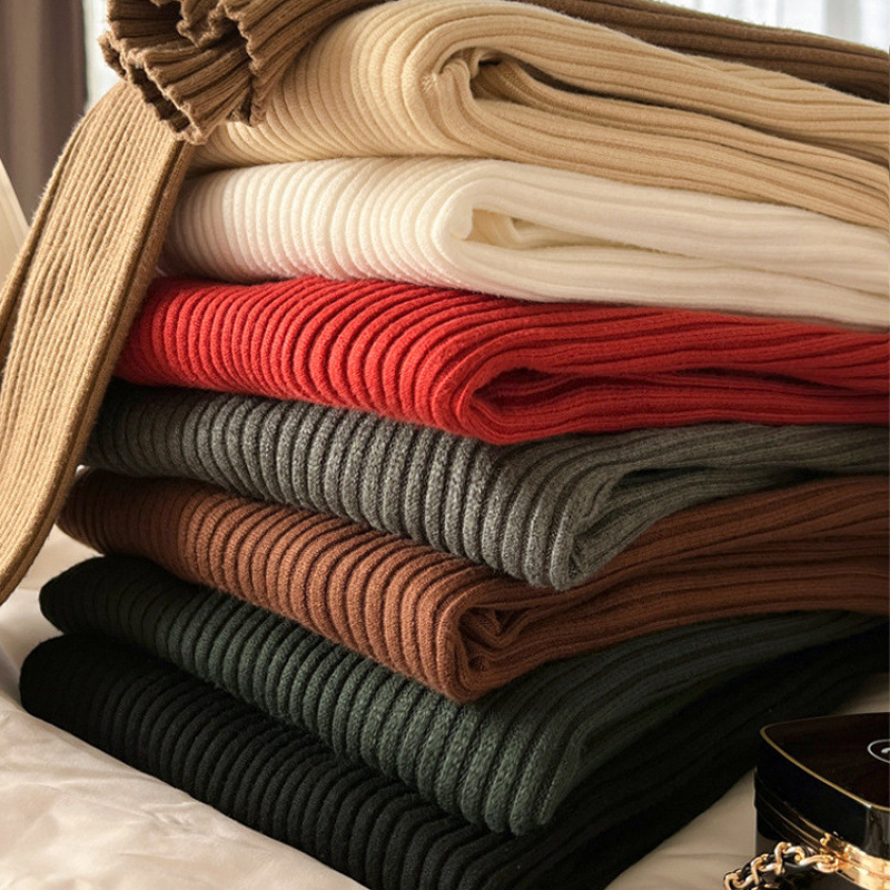 New Knitted Sweater White Versatile Half Turtleneck Autumn and Winter Top with Western Style Bottoming Shirt for Women