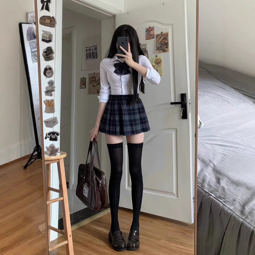 Original Mars Jk Uniform Skirt Genuine High Waist Pleated Skirt Female Dog Short Sag Skirt Waist Shirt suit Autumn and Winter