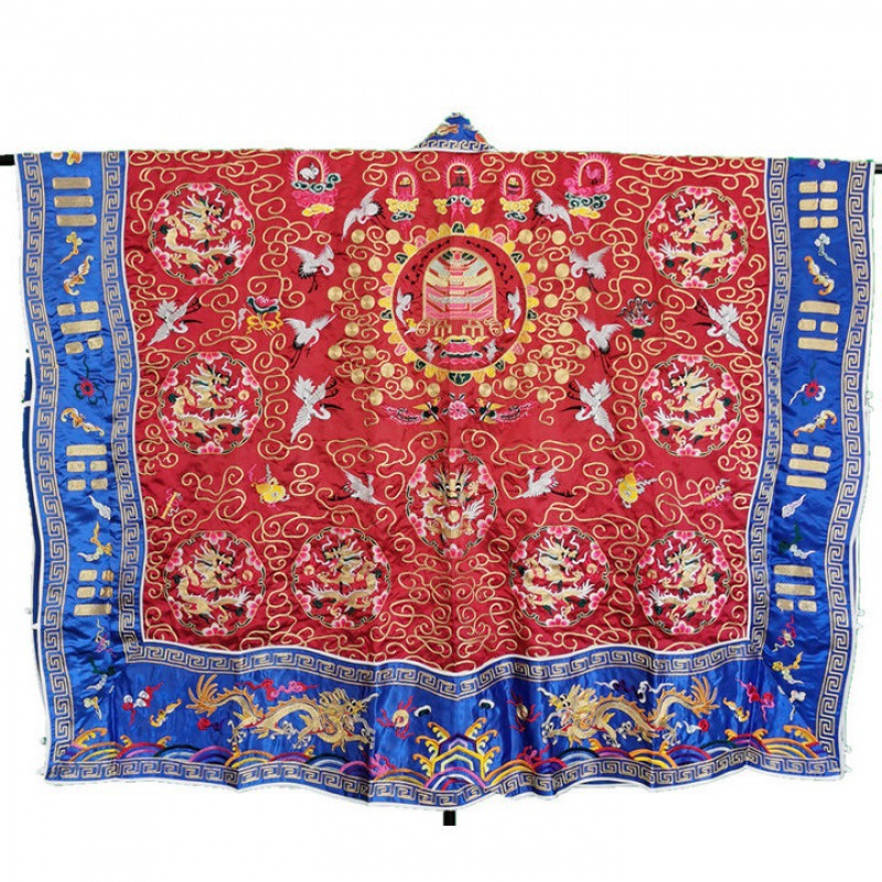 Dragon Robe with Gold Thread, High-Power Robe, Taoist Robe, Imitation Hand-Embroidered Blue-Edged Nine Dragons Taoist Robe