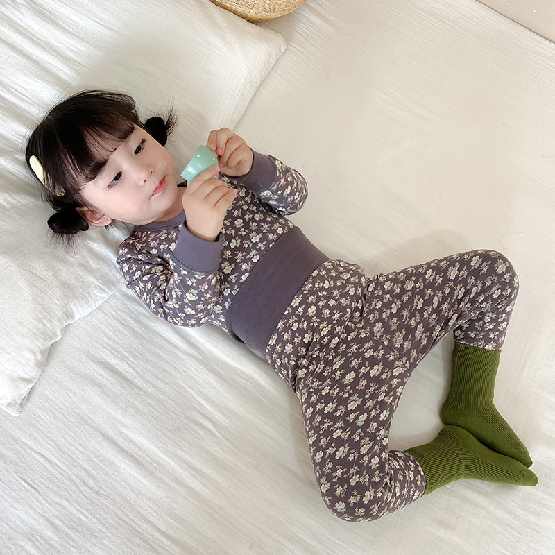 Осенние вещи для малышей с высокой талией, брюки, безкостные детские трусы, хлопковые теплые пижамы для мальчиков