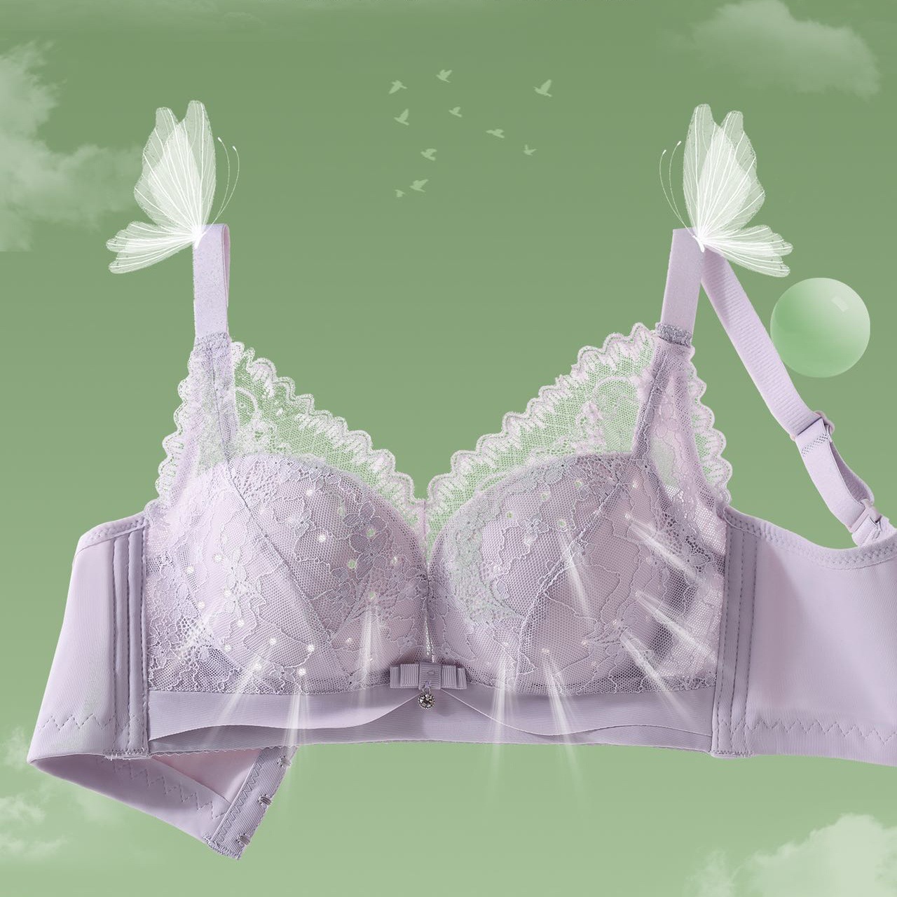 Big chest BC bra thin hole Cup push up upper support anti-sagging non-steel ring breast adjustable underwear for women