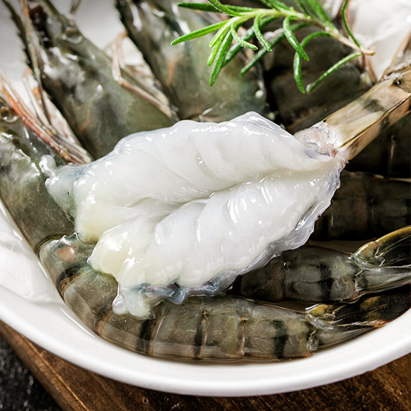 Black Tiger Shrimp, Extra Large Fresh Tiger Shrimp, Fresh Tiger Shrimp, Quick-Frozen Seafood, Bamboo Nine-Section Shrimp, Commercial Wholesale