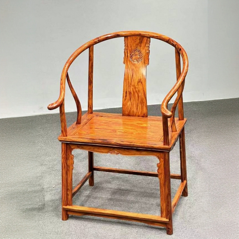 Hainan Huanghuali Single-Board Unicorn Armchair Mahogany Chinese-Style Living Room Furnishings Armchair Three-Piece Set Backrest Chair Furniture