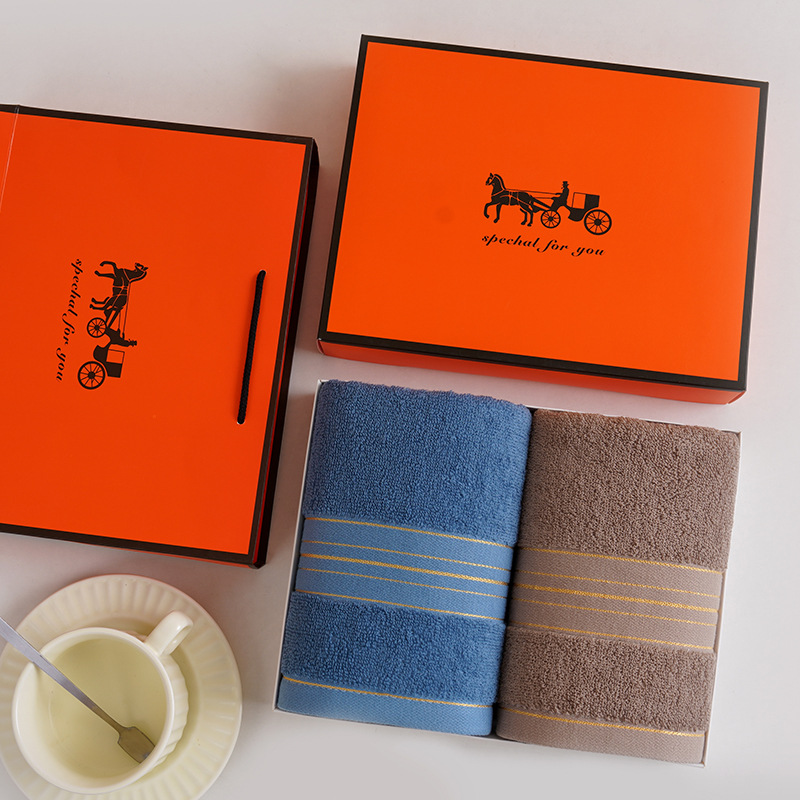 Gift towel gift box pure cotton factory wholesale gold silk thickened cotton absorbent face towel back gift printing logo