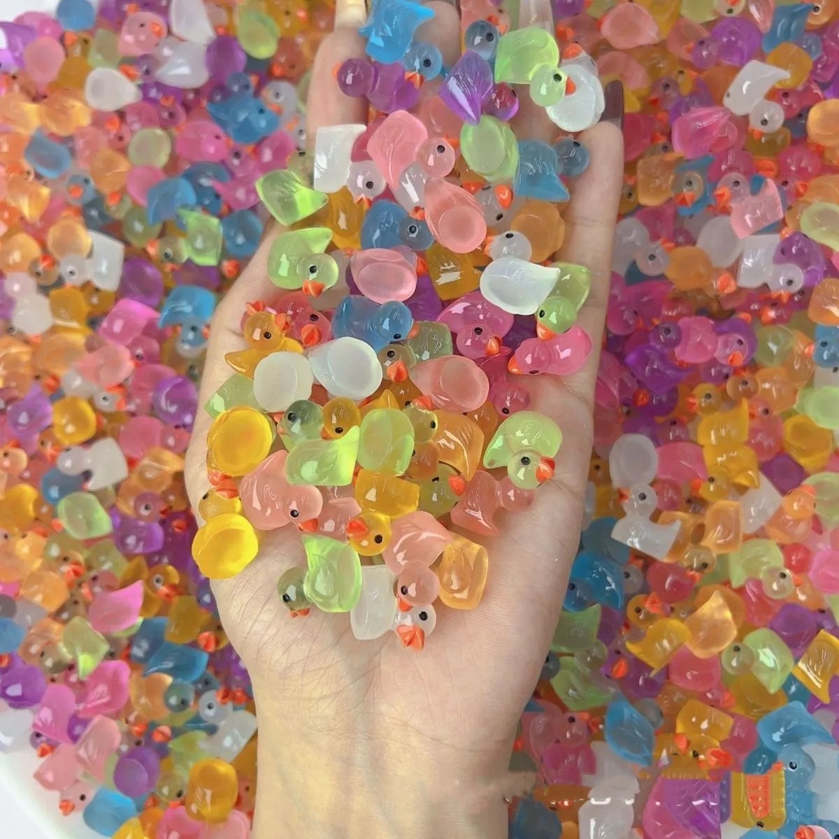 Светящийся мини-утенок, очень маленький, цветной флуоресцентный утенок, ручные DIY украшения, светящиеся игрушки для детей