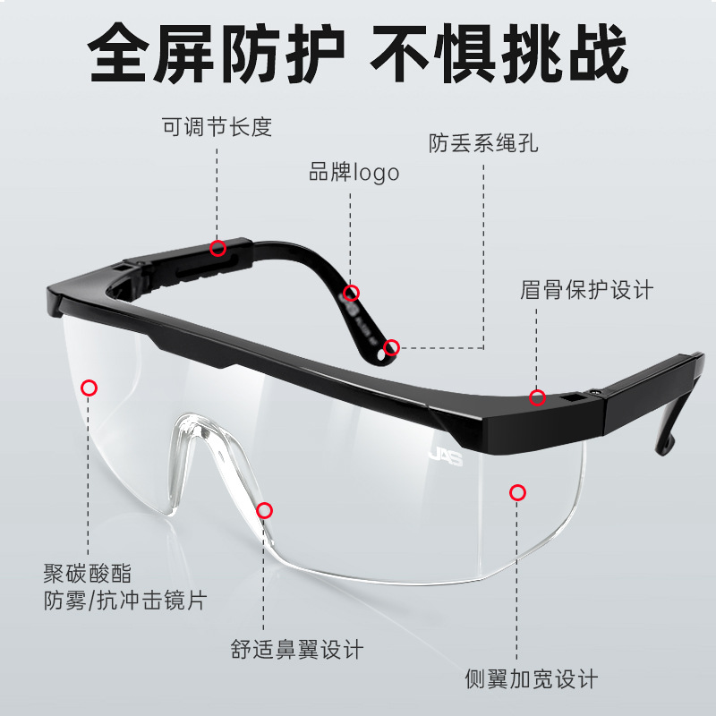 Juansi Goggles Anti-fog Transparent Riding Anti-splash Labor Protection Work Anti-wind Sand Dust Drifting Protective Glasses