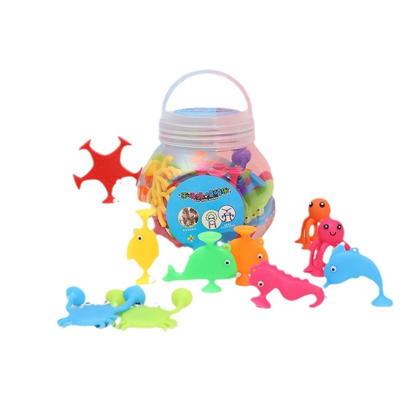 Bulk Marine Series Suction Cup Sticky Toy Kidsren's Bath Toy Cute Marine Animal Octopus Dolphin
