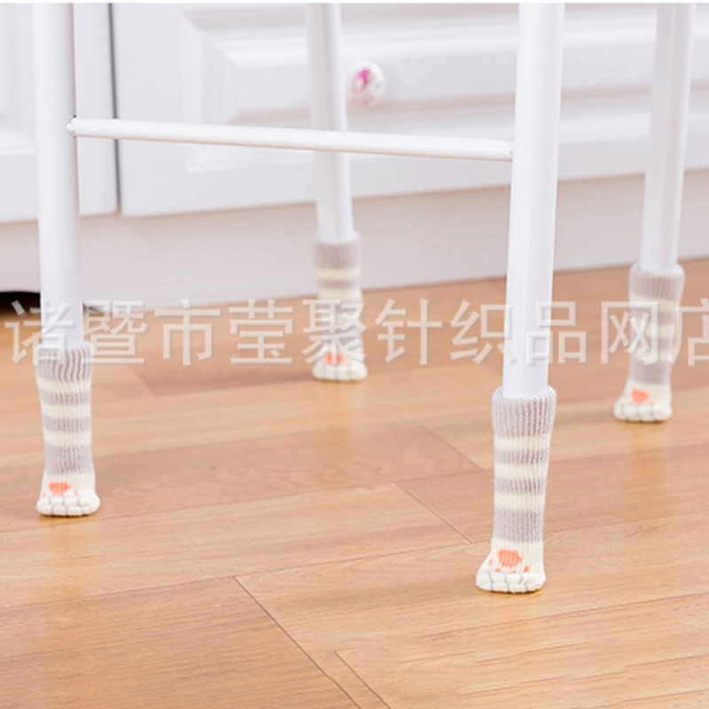 Cute Knitted Cat Claw Table Leg Protective Cover Thickeneded Wear-Resistant Table and Chair Foot Cover Color Matching Anti-Scratch Silent Chair Table Foot Pad