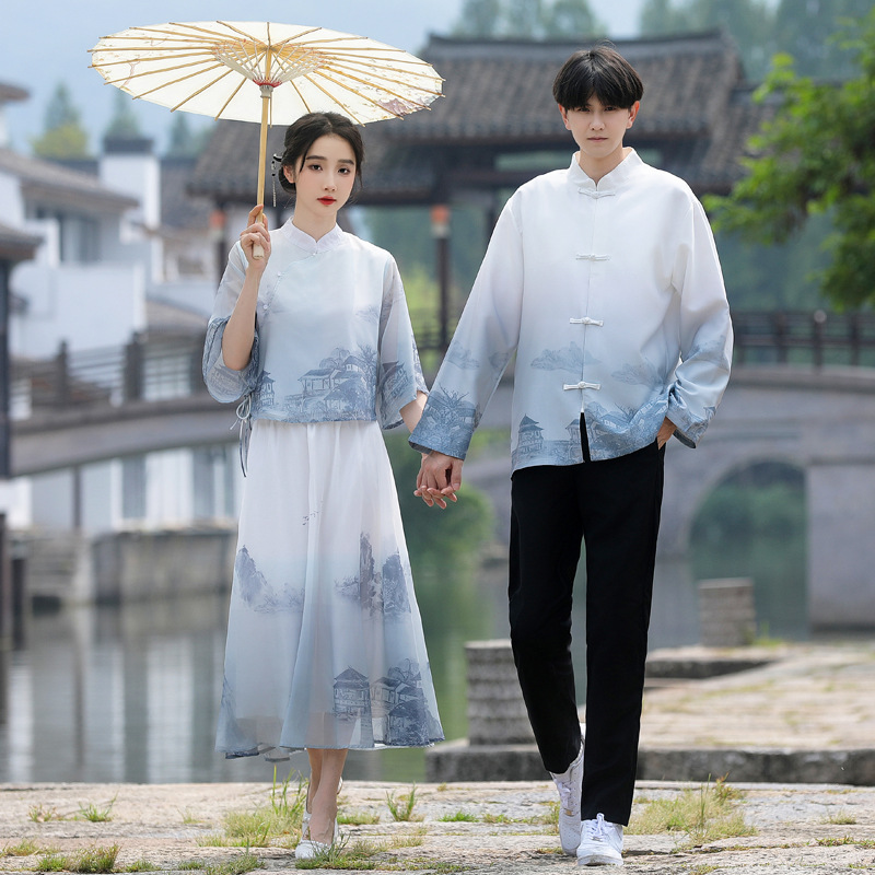 Junior high school student formal wear class clothes New Chinese Republic of China improved cheongsam dress Chinese style performance clothes class clothes couple clothes