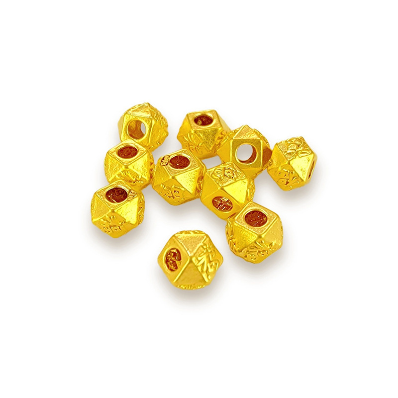 999 Pure Gold Ancient Method Small Gold Beads Money Cat's Eye Beads 3D Hard Gold Light Round Beads Transfer Beads DIY Loose Beads Water Shell Gold