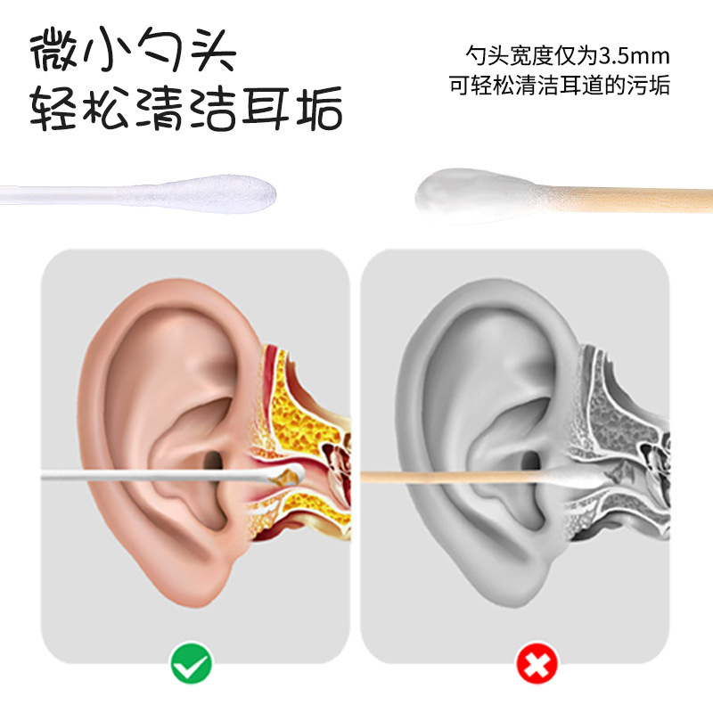 Baby Cotton Swab Boxed Double-headed Cotton Swab Disposable Special Paper Stick Cotton Stick Ear Digging Spoon Makeup Household Ear Digging