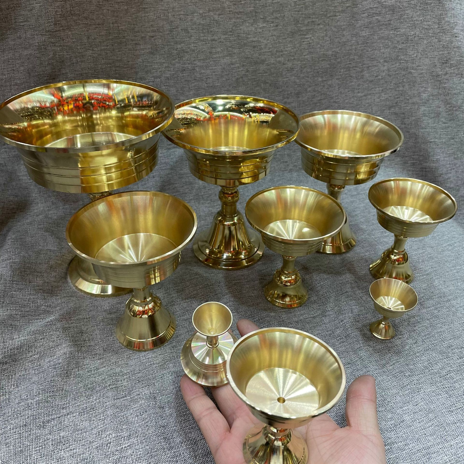 Pure Copper Butter Lamp Holder Thickened Candle Holder Buddha Front Supply Lamp High Foot Household Solid Liquid Dual-purpose Oil Lamp