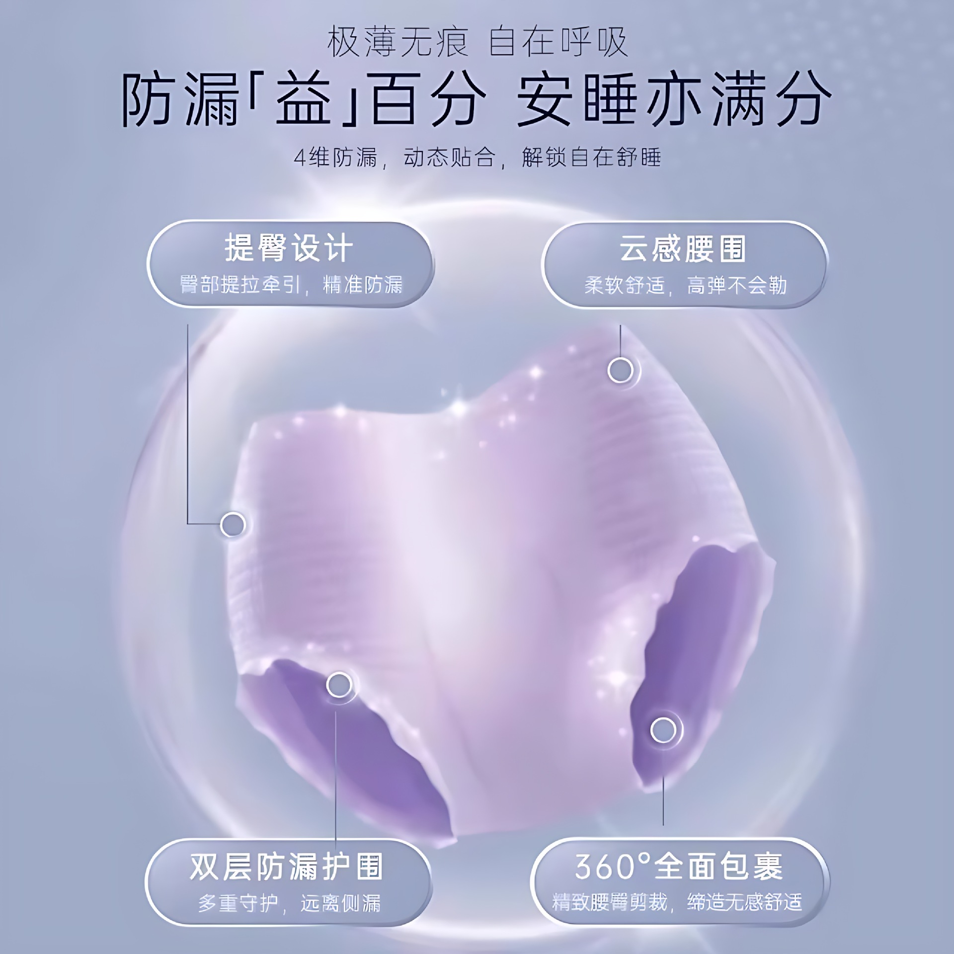 Free Point Probiotic Sleeping Pants, Large Amount of Night Use, Anti-Side Leakage Safety Pants Type Sanitary Napkin, Women's Health Private Care Bacteria