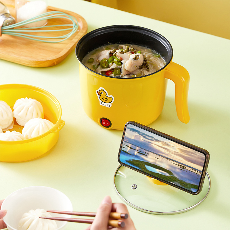 Little Yellow Duck Electric Cooking Pot Multi-Function Electric Hot Pot Mini Household Student Dormitory Electric Hot Pot Instant Noodle Pot Opening Gift
