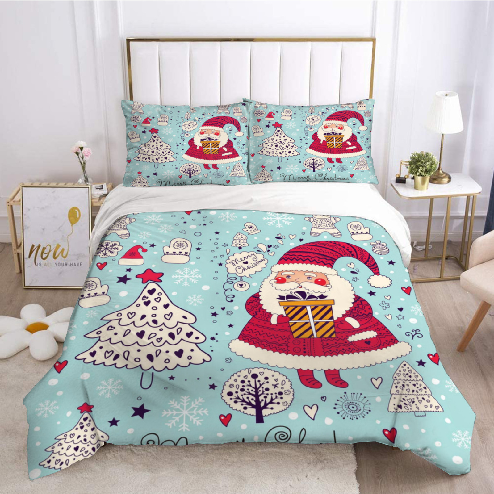 Three-piece digital printing 3D quilt cover foreign trade bedding home textile cross-border renderings can be ordered microfiber quilt