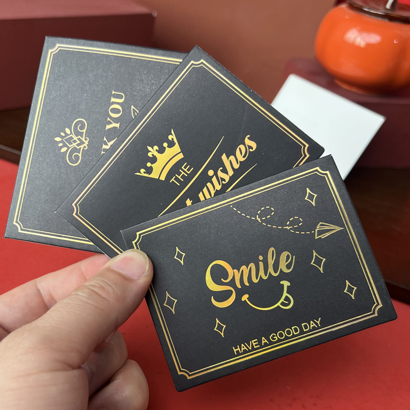 Simple rose color laser gilding European and American style cross-border small card hand-mixing gift goods baking shop fashion flower greeting card