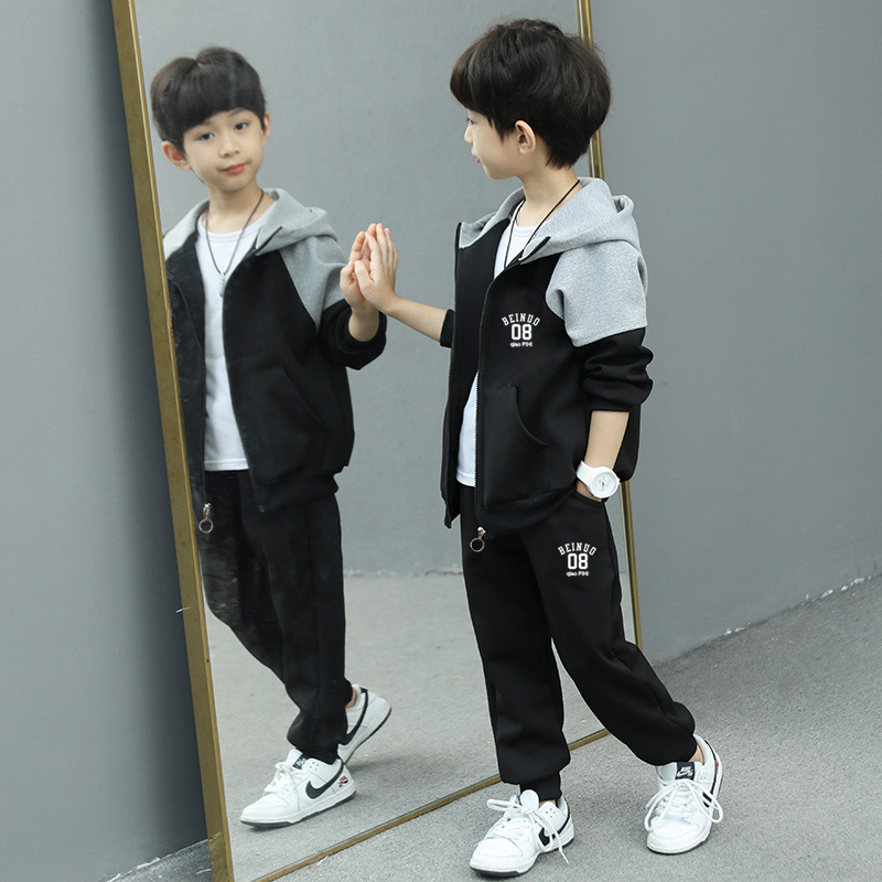 2025 Autumn New Children's Korean Style Trendy Sports Zipper Suit Boys Autumn Sweatshirt Jacket Sweatpants Wholesale