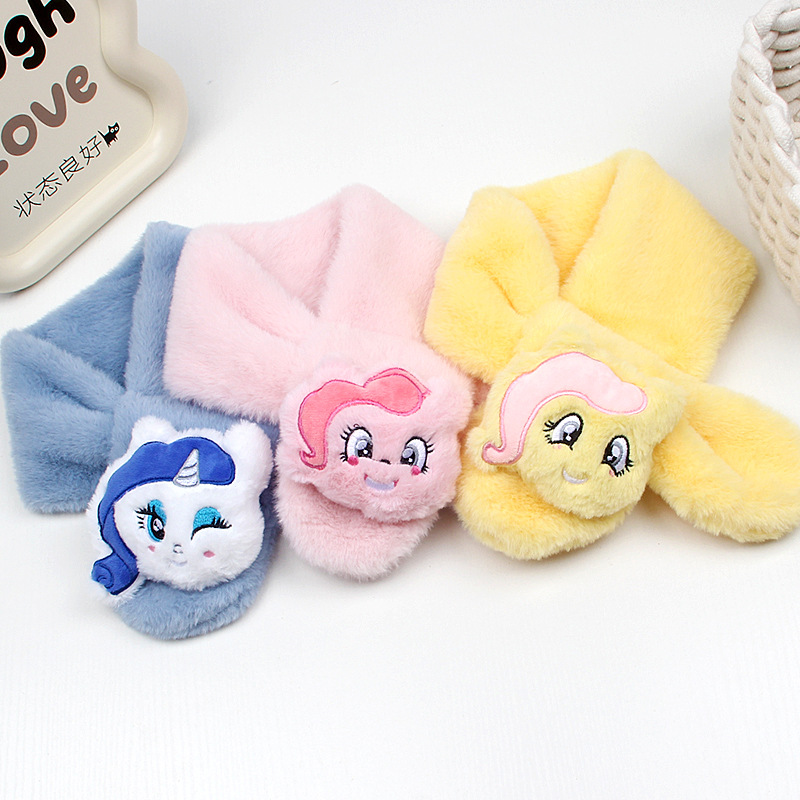 2025 Autumn and Winter Children's Scarf Parent-Child Plush Thickened Imitation Rabbit Fur Baby Neck Warmer Cartoon Korean Style Warm Scarf