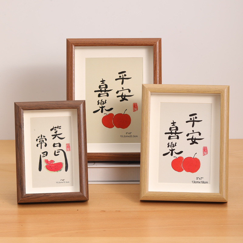 Wooden Hollow Photo Frame Empty Frame 5inch 6inch Small Photo Frame 8inch A4 Table Accessible Luxury High-End Calligraphy Cultural and Creative Picture Frame