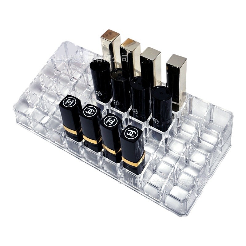 Porous Lipstick Display Storage Box Desktop Transparent Ps Dressing Table Multi-Grids Stepped Cosmetics Storage Organizer