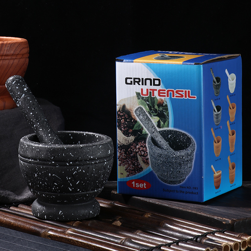 Wood Grain Stone Pattern Garlic Masher Manufacturer Wholesale Kitchen Supplies Garlic Masher Daily Necessities Medicine Jar Grain Grinder