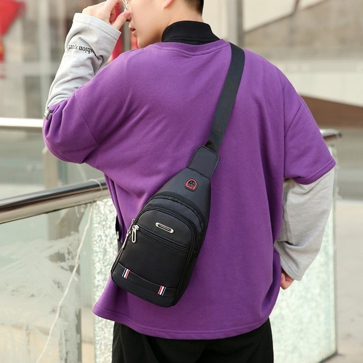 Chest Bag Men's Shoulder Crossbody Bag Waterproof Oxford Cloth Portable Lightweight Sports Business Travel Leisure Backpack