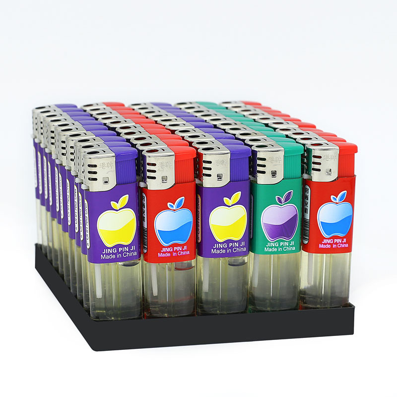 721 transparent plastic cheap disposable electronic lighter supermarket wholesale 909 bag painting 606 open flame 156 bag painting