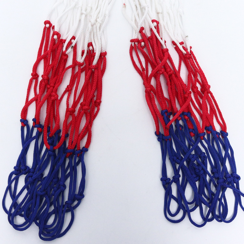 Basketball net portable basketball pocket thick and durable red, white and blue three-color polyester rope game net for children