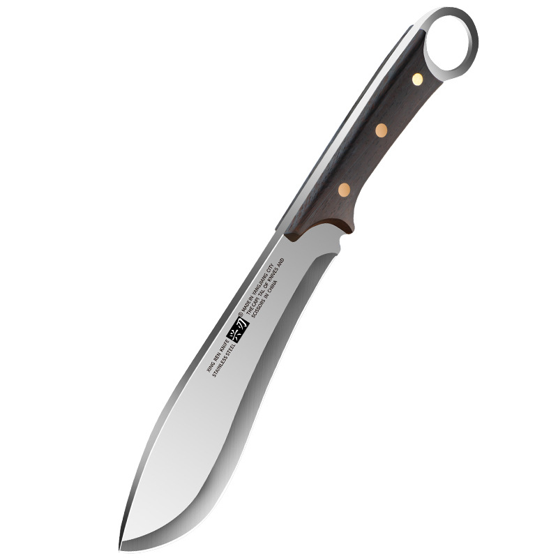 Manufacturer's Bone-Cutting Knife, Specially Designed for Outdoor Use, with a Mirror Finish, Suitable for Chopping Firewood, Easy to Clean, Made of Stainless Steel with a Solid Wood Handle