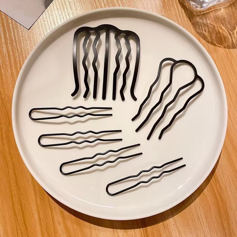 Simple alloy girl hair tool four-tooth comb hair artifact seven-tooth comb U-shaped clip factory direct cross-border