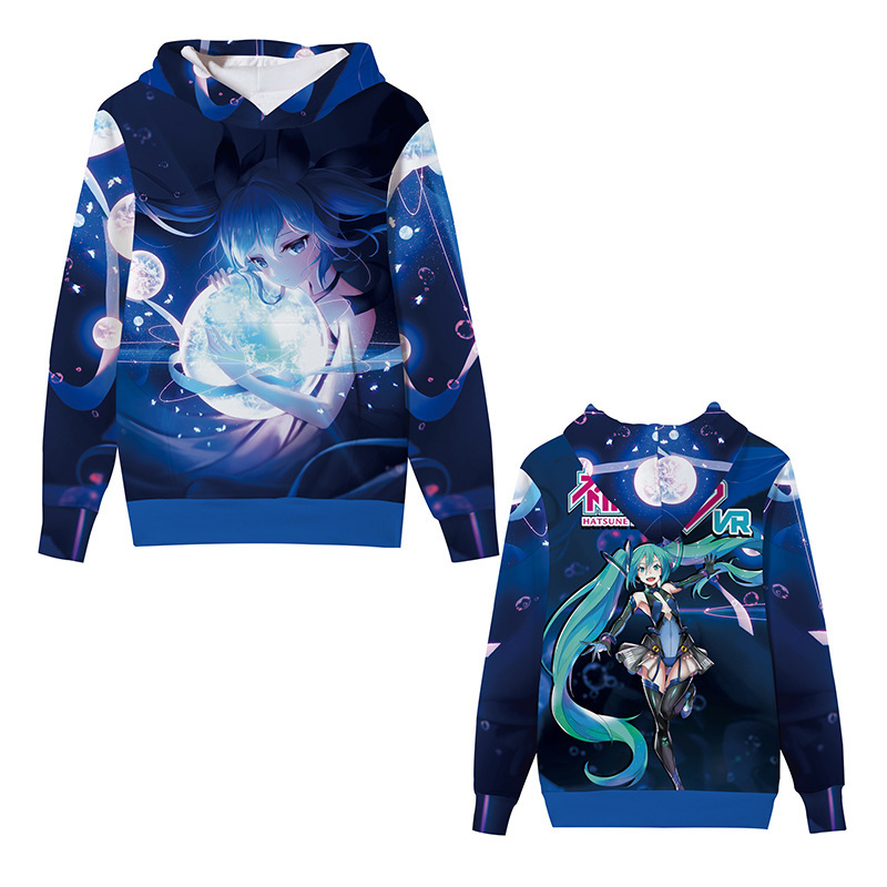 Hatsune Miku Sweatshirt Anime Peripheral Princess Clothes Pullover Hooded Two-Dimensional Top Can Be Customized