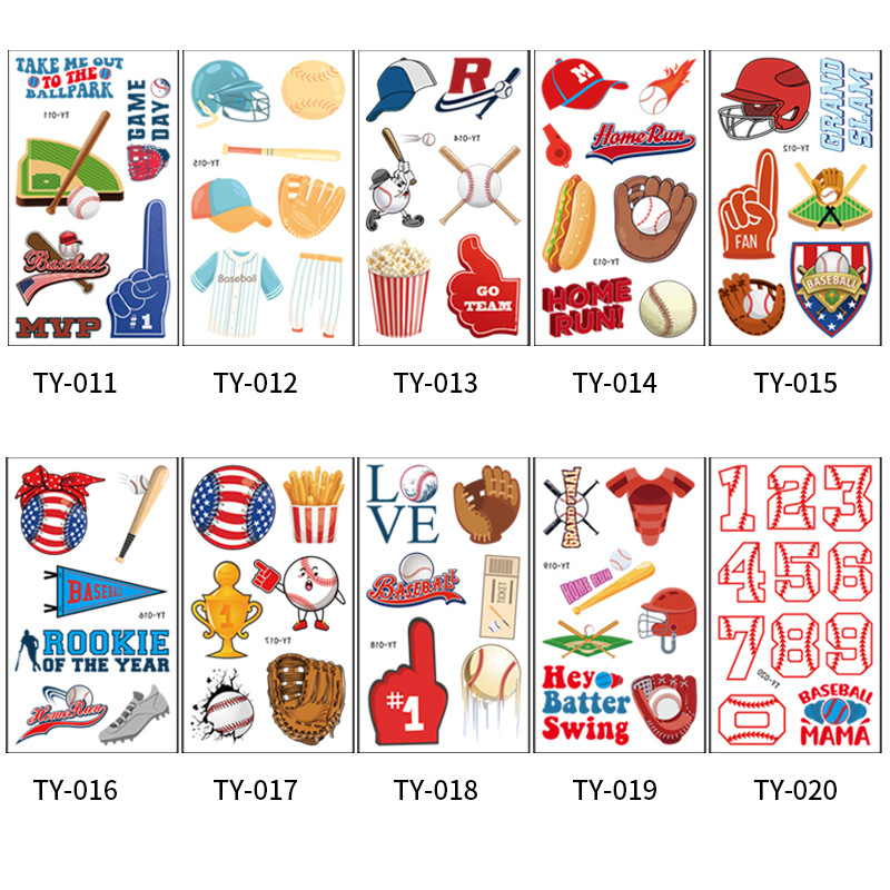 2023 Cross-border New Product Baseball Tattoo Sticker Waterproof Sweat-proof Fan Event Party Sports Event Tattoo Sticker