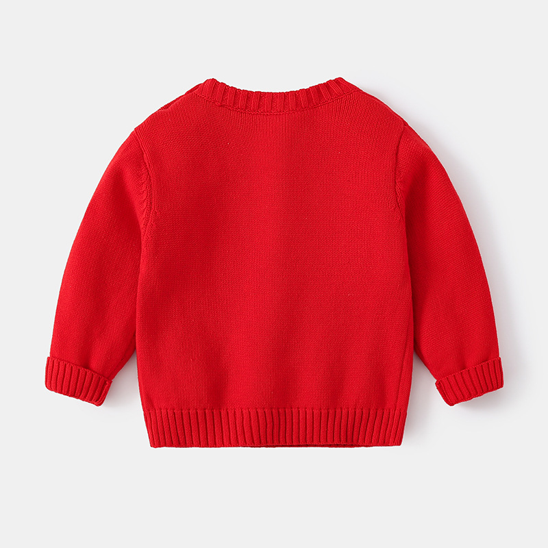 2025 Autumn Children's Christmas Sweater Cartoon Reindeer Sweater for Boys and Girls Fashionable Warm Winter Thick Sweater