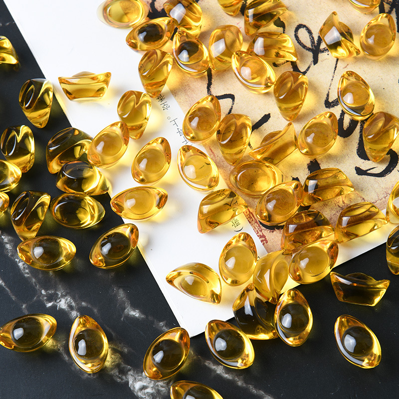 Solid Yellow Crystal Ingot for Attracting Wealth, Feng Shui Ornament, Handicraft for Entryway, Business Counter, Attracting Wealth and Prosperity