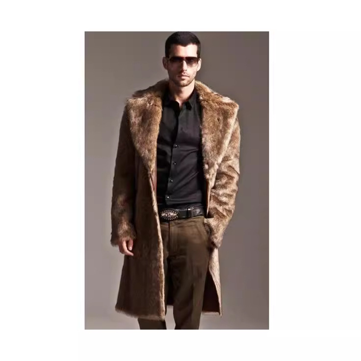 Europe and the United States Amazon cross-border supply 2025 autumn and winter fur coat men's long artificial wool warm fur coat