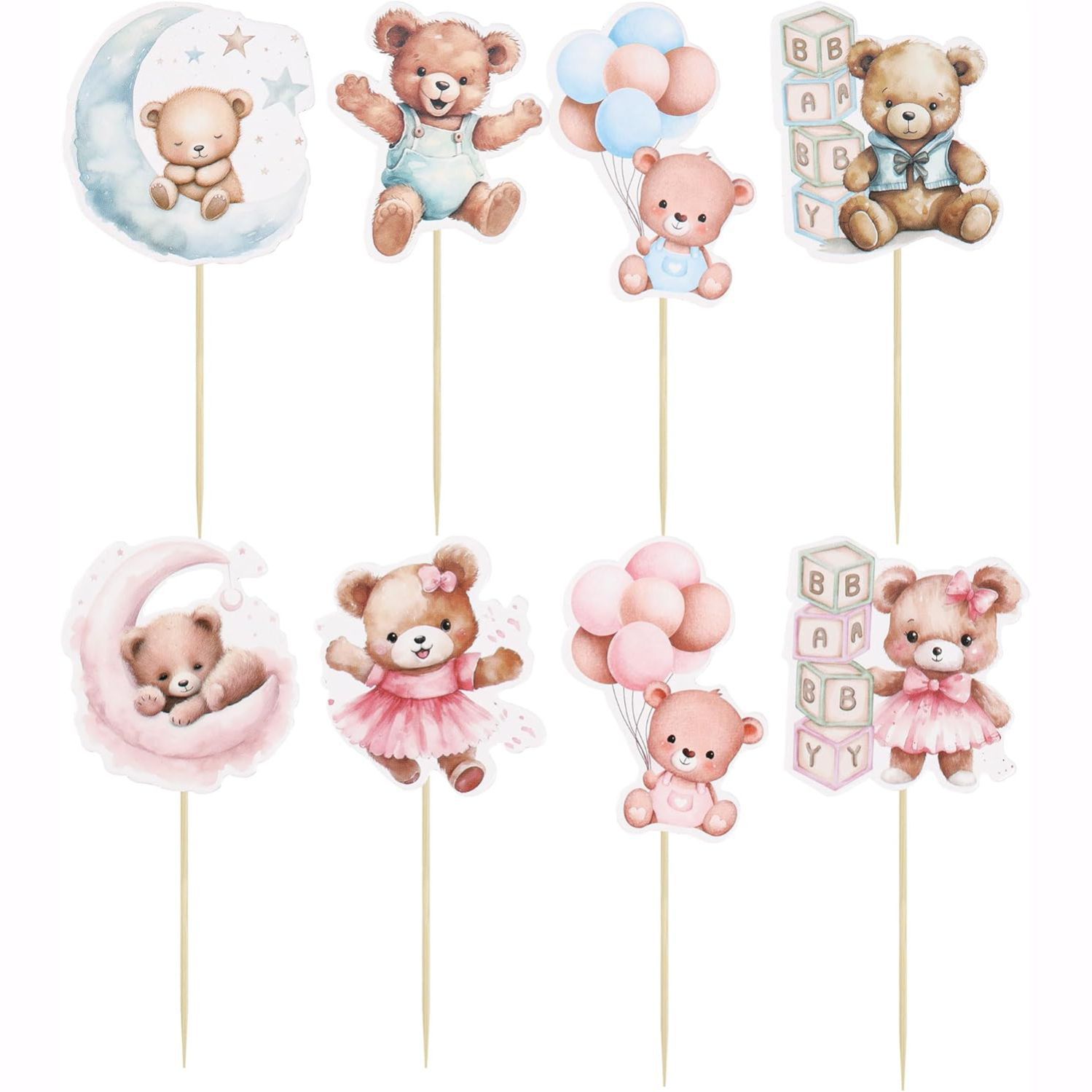 Cartoon Bear Children's Birthday Party Card Baby Shower Creative Cupcake Jungle Animal Theme Decoration