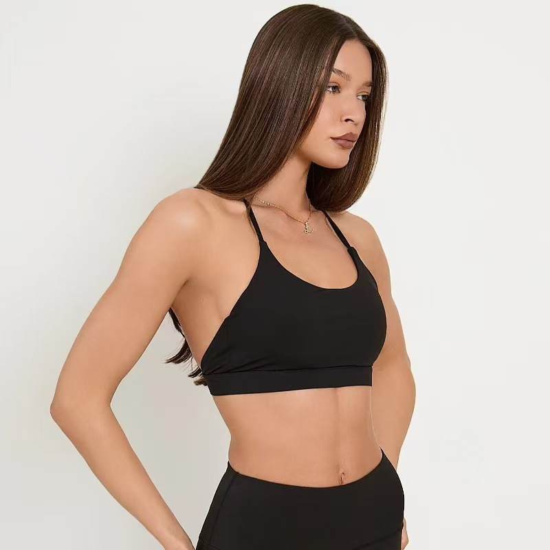 Бесшовный бюстгальтер на завязках, спортивный, для фитнеса и йоги, с красивой спиной