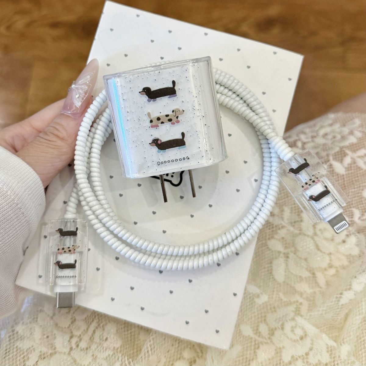 Foreign Trade Applicable Apple 15 Charger Protective Cover Charging Head Data Line Bite Protective Cover Anti-Break Cartoon