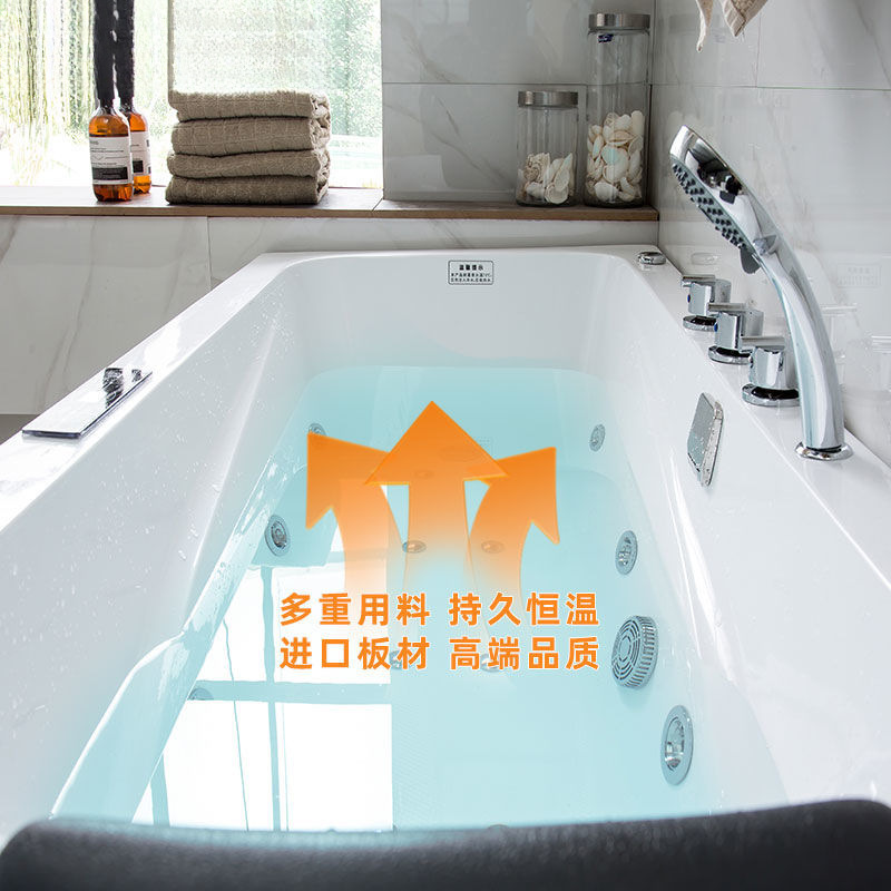 Thickened Freestanding Acrylic Bathtub with Double Skirts, Constant Temperature Heating, Surf Massage Bath, Simple Bathtub, Free Shipping